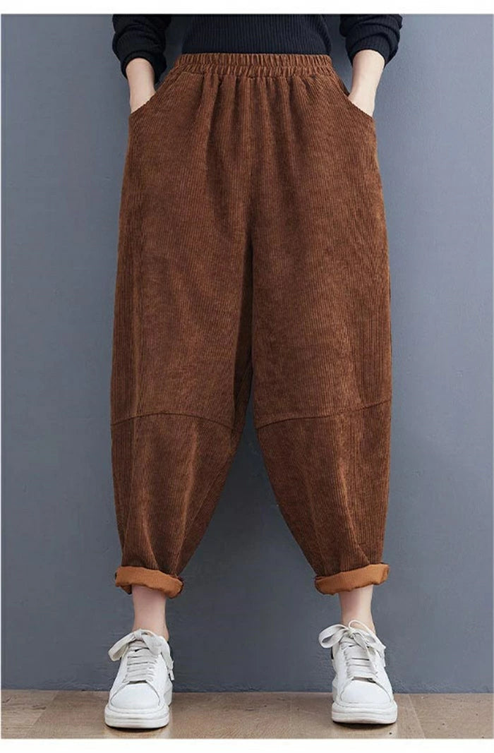 Valeria - Pantalón de Pana con Cintura Elástica