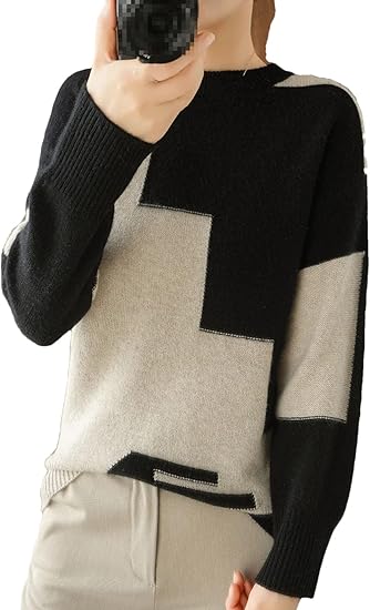 Martina - Suéter de Punto Geométrico con Cuello Alto