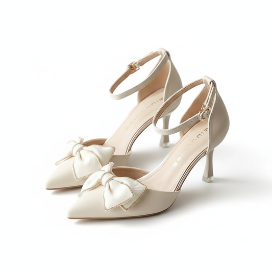 Lucía - Zapato de Tacón con Lazo y Correa al Tobillo
