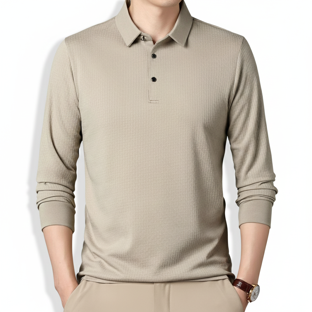 Sebastián - Polo de Manga Larga con Textura Premium