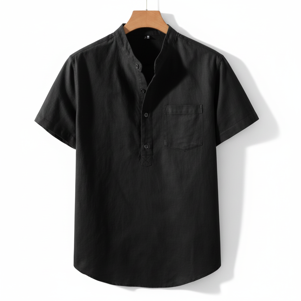 Santiago - Camisa de Lino Cuello Mao