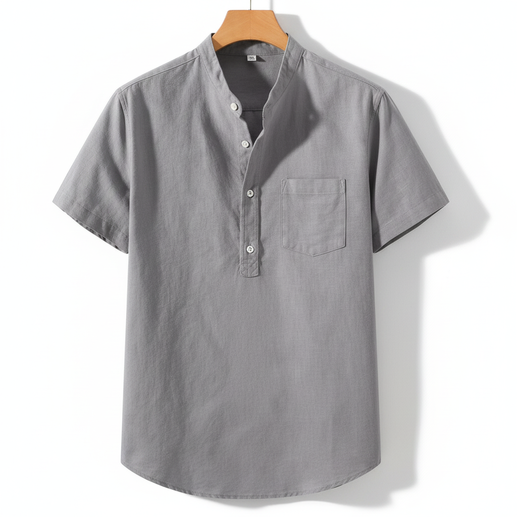 Santiago - Camisa de Lino Cuello Mao