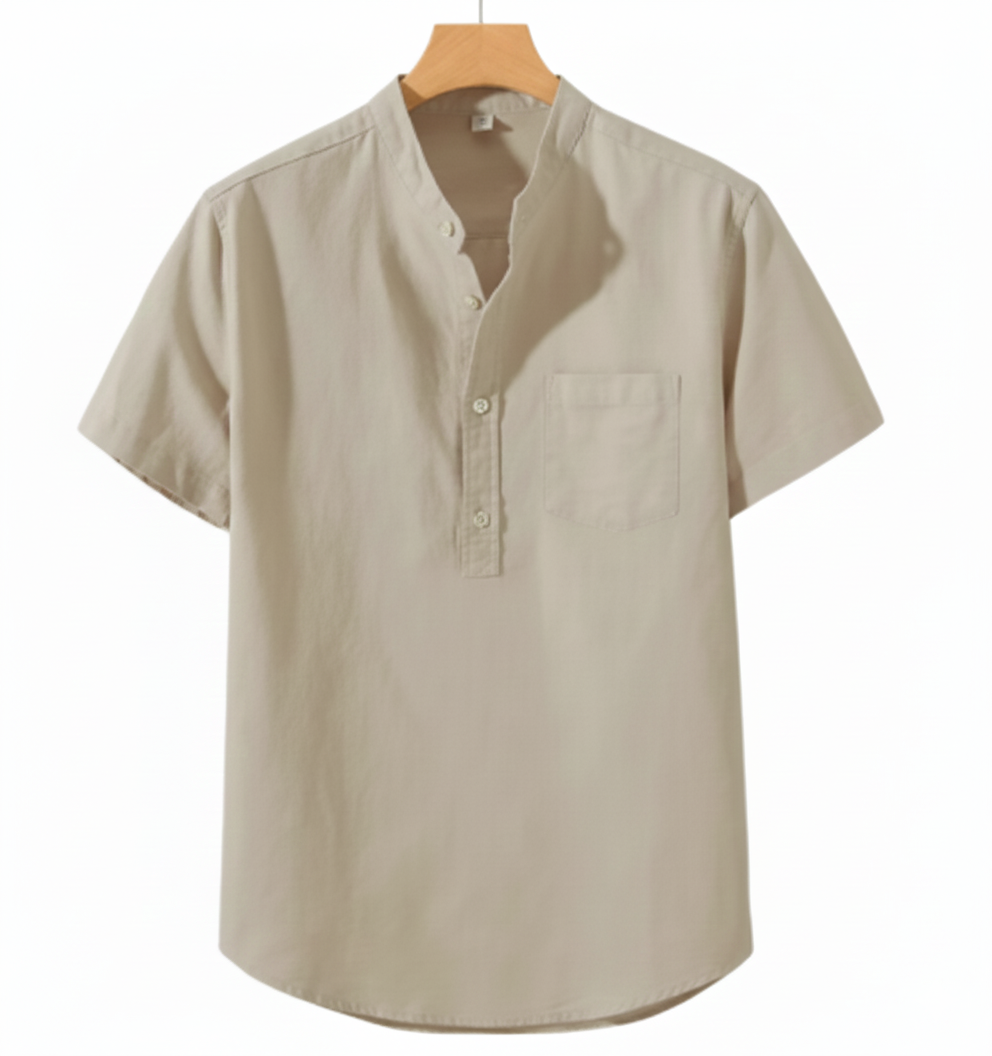 Santiago - Camisa de Lino Cuello Mao