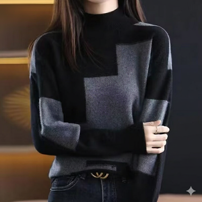 Martina - Suéter de Punto Geométrico con Cuello Alto