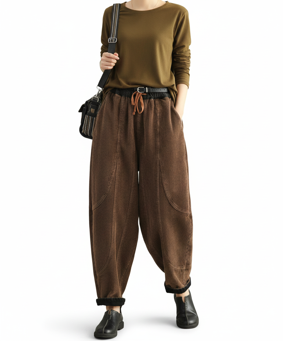 Valeria - Pantalón de Pana con Cintura Elástica