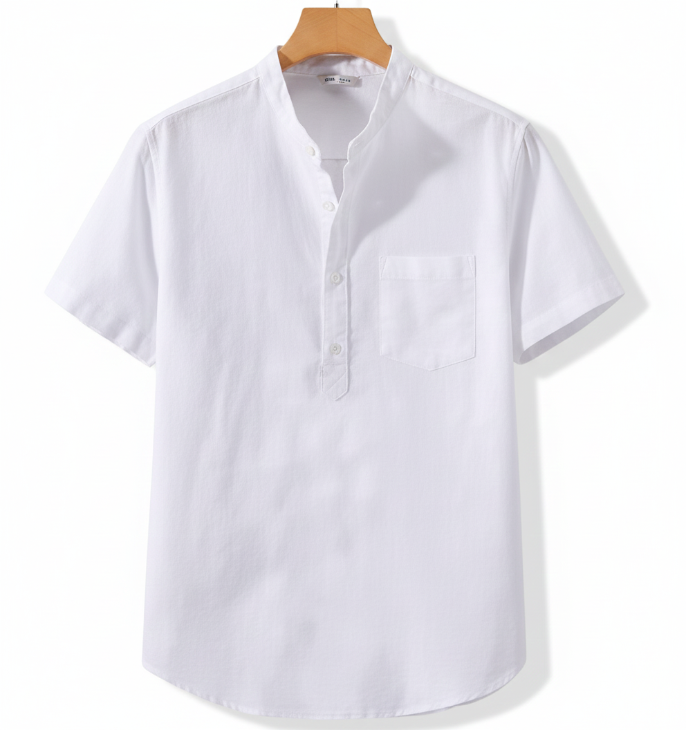 Santiago - Camisa de Lino Cuello Mao