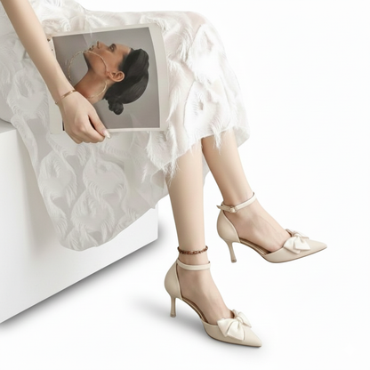 Lucía - Zapato de Tacón con Lazo y Correa al Tobillo